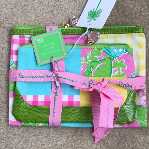 Lilly Pulitzer Handbags - Lilly Pulitzer Pink/Yellow Cosmetic Bag Set